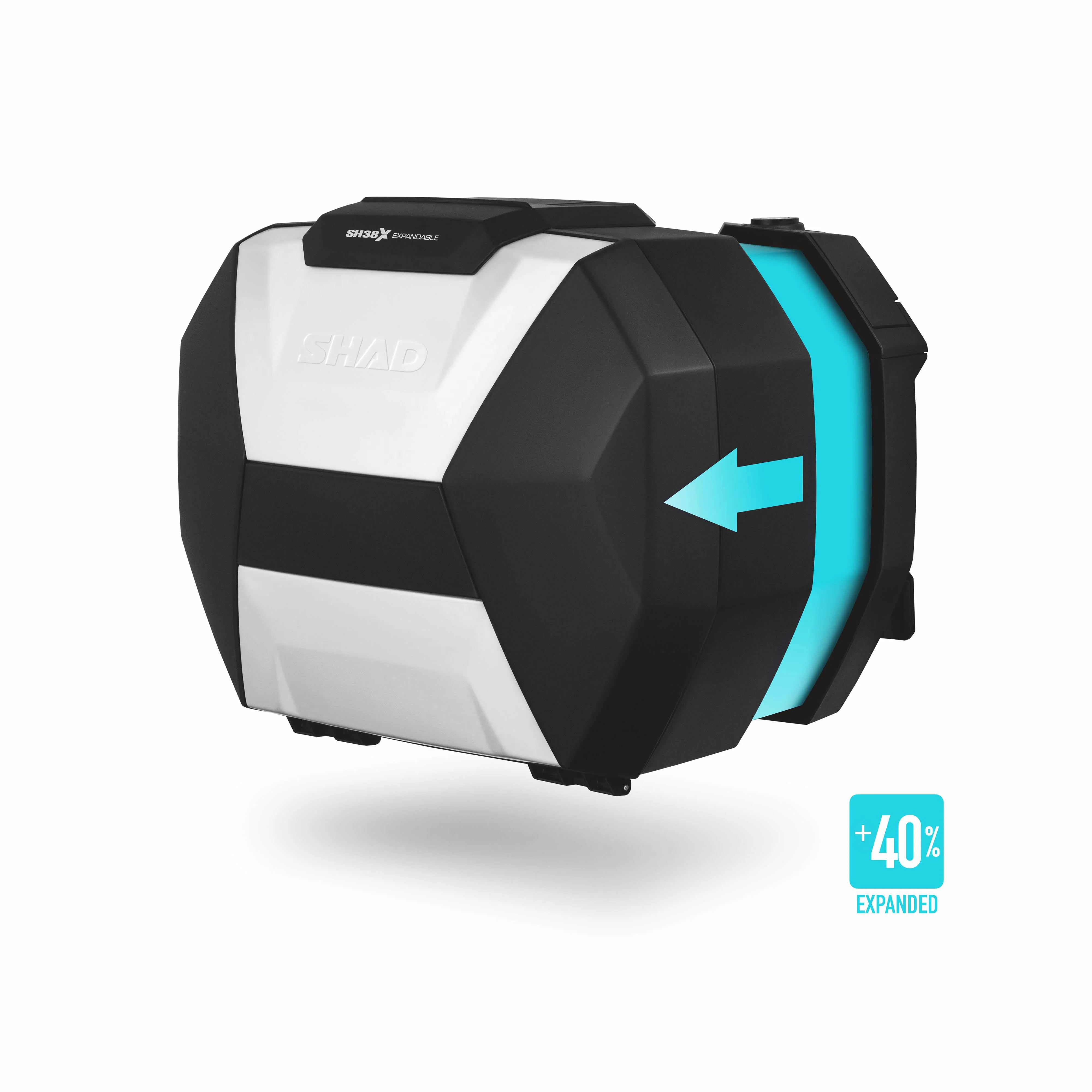 Shad Seitenkoffer Satz SH38X erweiterbar, aluminium / schwarz, 38l