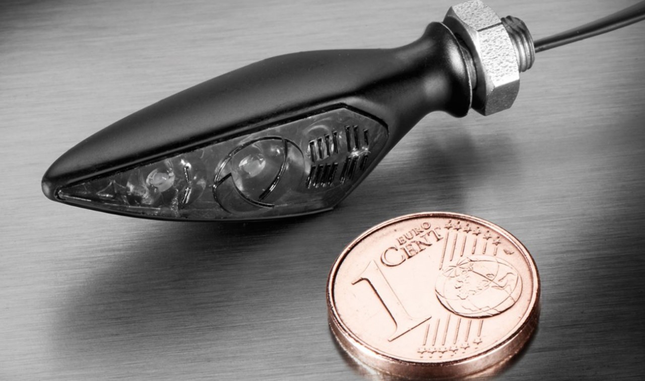 Kellermann Blinker, Rhombus S Dark, Aluminium, LED, VL/HR, 12 V, schwarz seidenmatt, M5x0,5x6,5