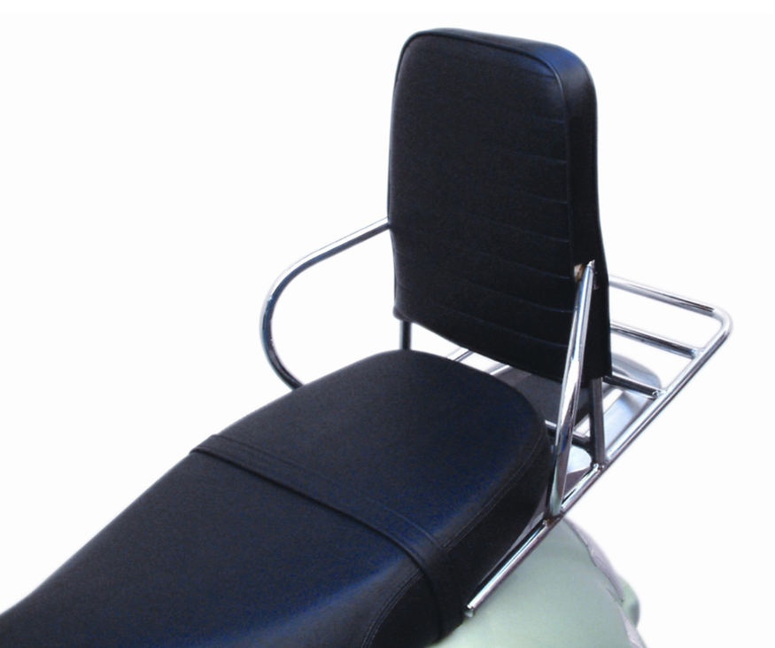 Gepäckträger hinten, strarr mit Rückenlehne für Vespa GT /​GT L 125/​200ccm, chrom