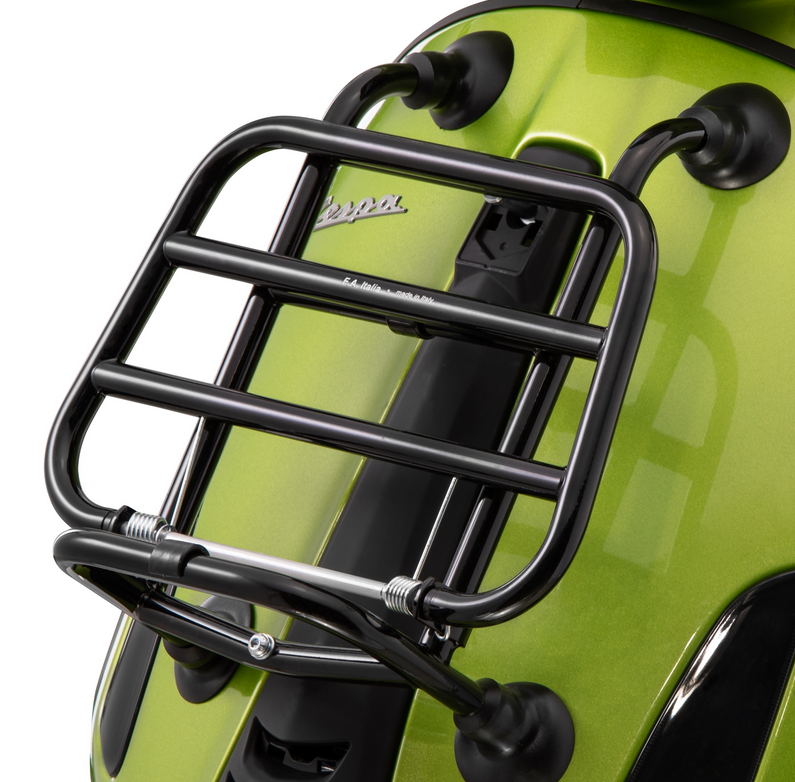 Gepäckträger vorne für Vespa Primavera /​Sprint /​Elettrica 50-150ccm, klappbar, schwarz glänzend