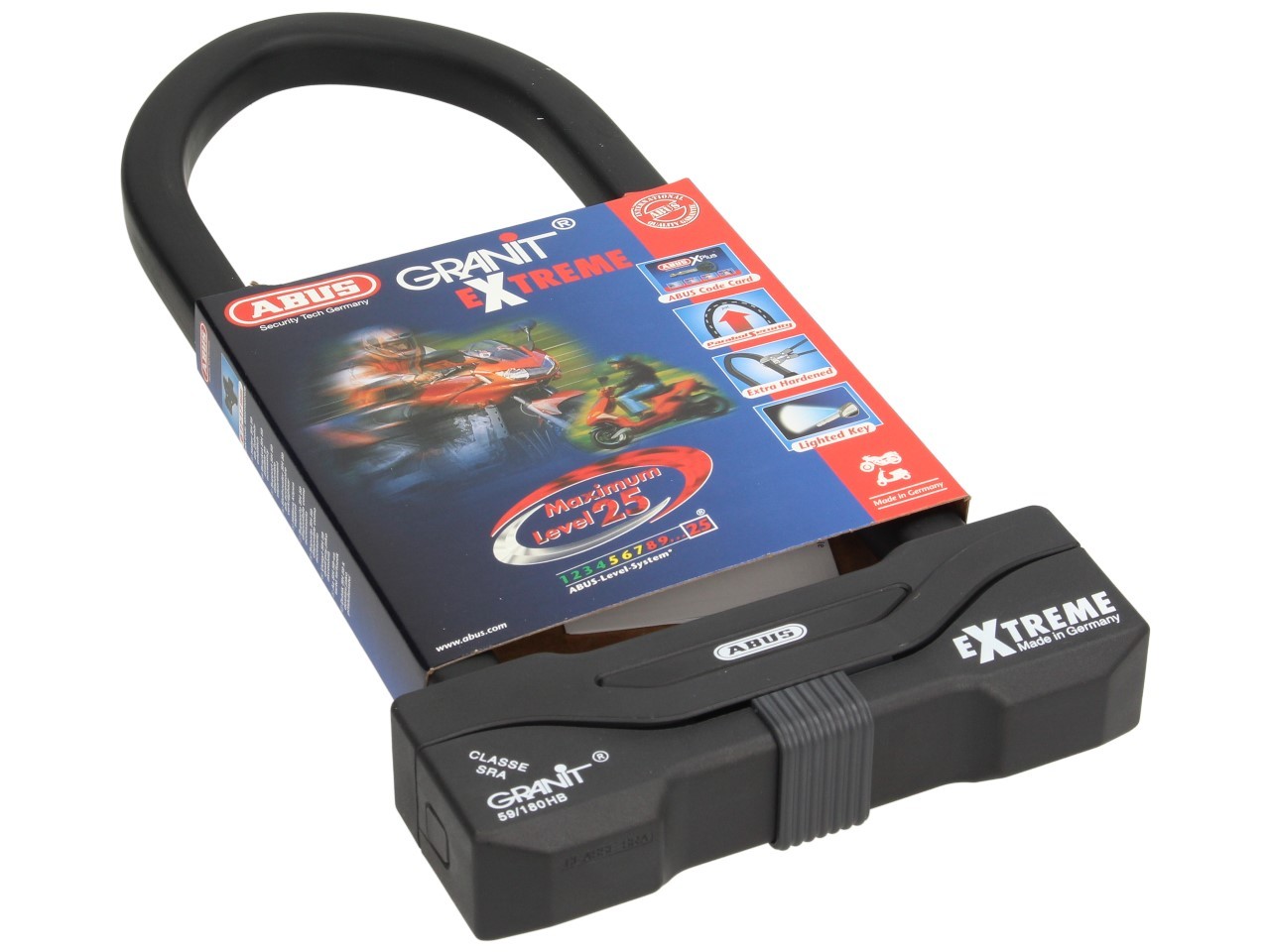 ABUS Bügelschloss 310x111 Granit Extreme Plus 59 für Motorrad, Scooter & Vespa