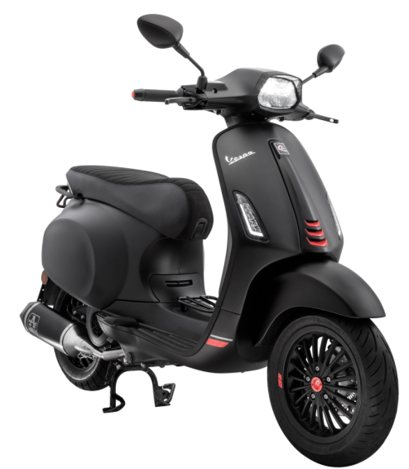 Verbindungsstück Monoschlitzrohr Beinschild schwarz matt für Vespa Primavera/​Sprint 50-150ccm