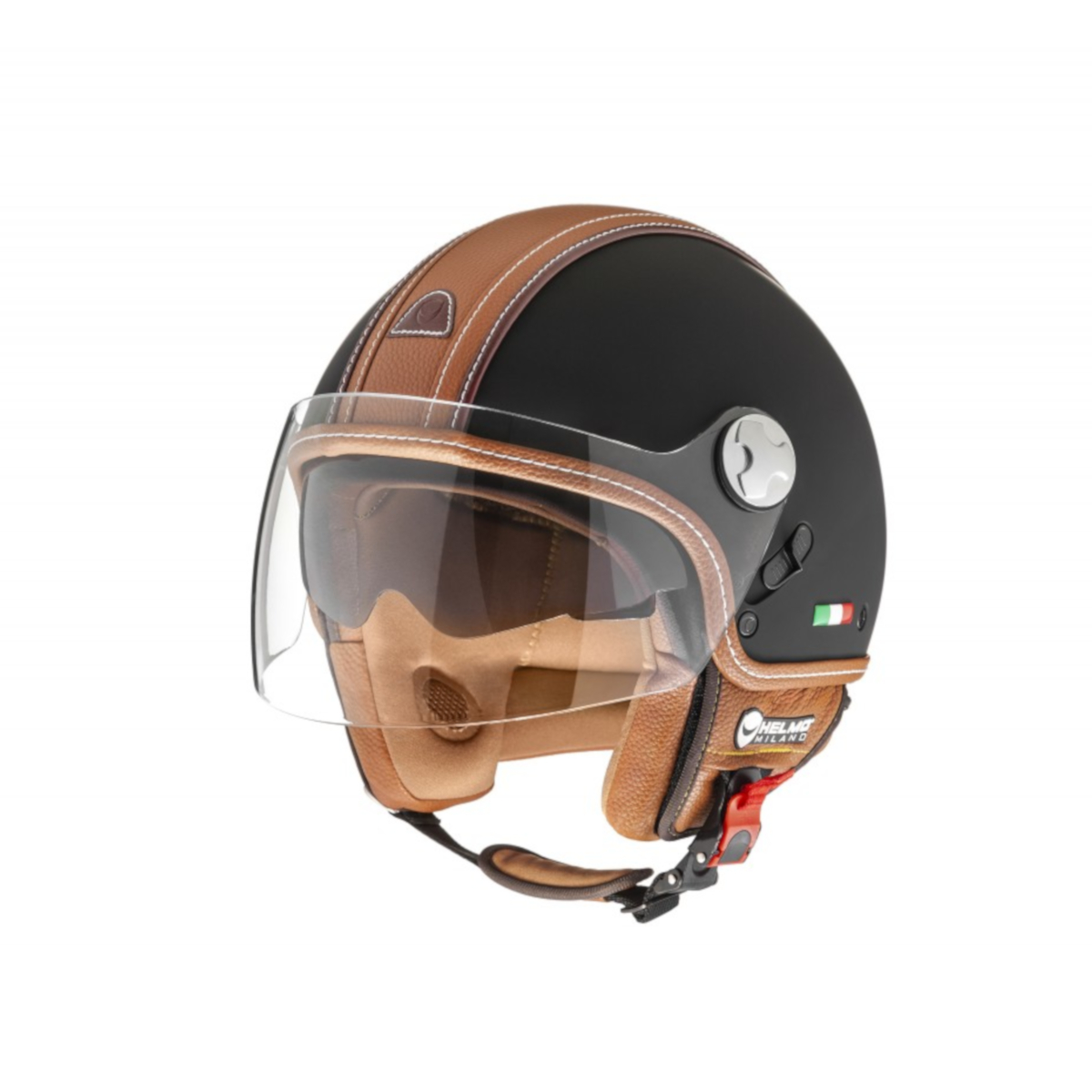 Helmo Milano Demi Jet, PelleDura Premium, schwarz matt, braun