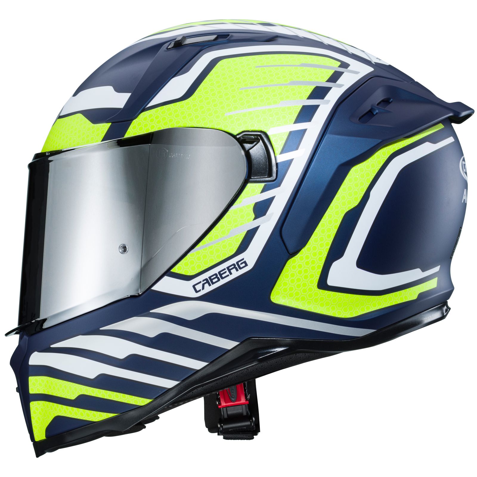 Caberg Helm Avalon Forge, matt-blau/fluo-gelb-weiß