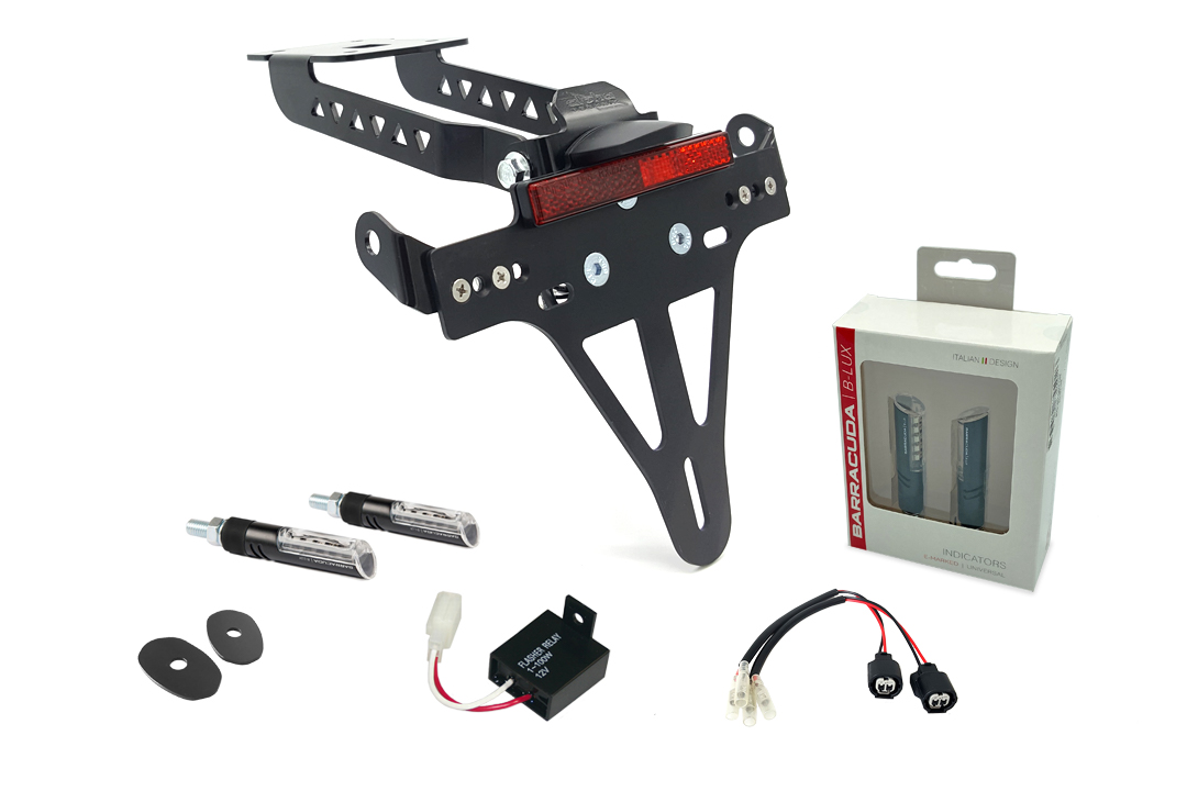 alpha Technik Kennzeichenhalter-Blinker-Kit IDEA (vorne + hinten) für Kawasaki Z650 und Ninja 650 Ty