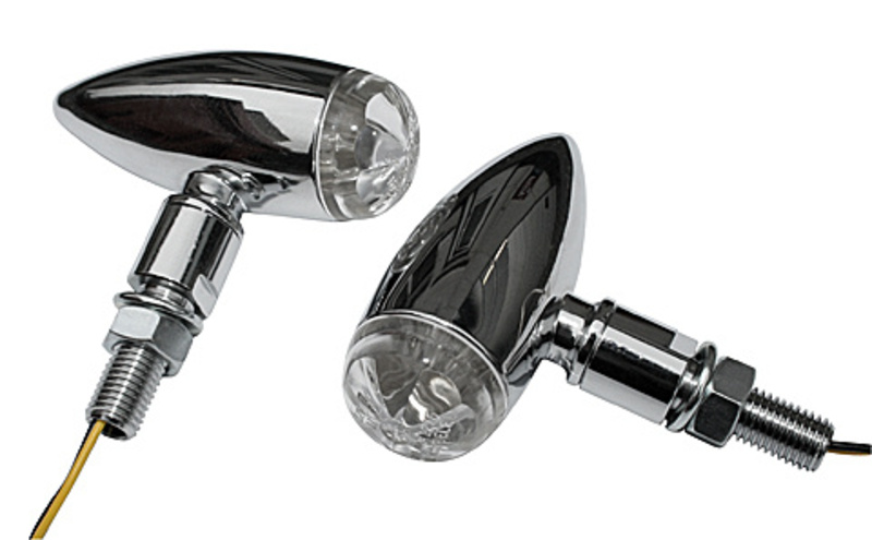 HIGHSIDER Pro Micro-Bullet LED Indicator Gehäuse  Chrom / Linse Klar (Paar), Vorn & Hinten