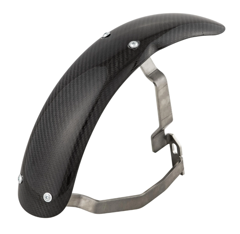 Kotflügel 2.0 Garelli Race EVO II für Vespa PX 80-200ccm, Carbon klar, Halter Edelstahl