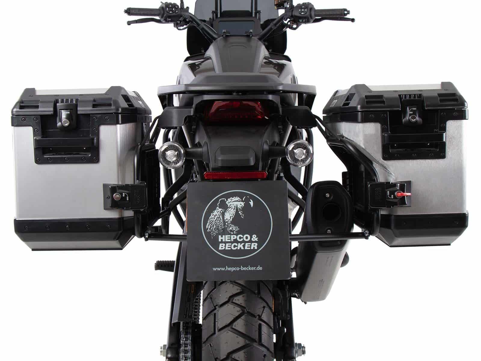 Kofferträgerset Cutout inkl. Kofferset Xplorer Cutout silber für Harley Davidson Pan America (21-)
