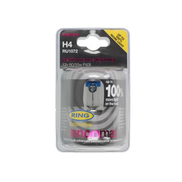 Ring Leuchtmittel, Glühlampe, H4, +100% mehr Licht, 12 V, 60/55 W, P43t