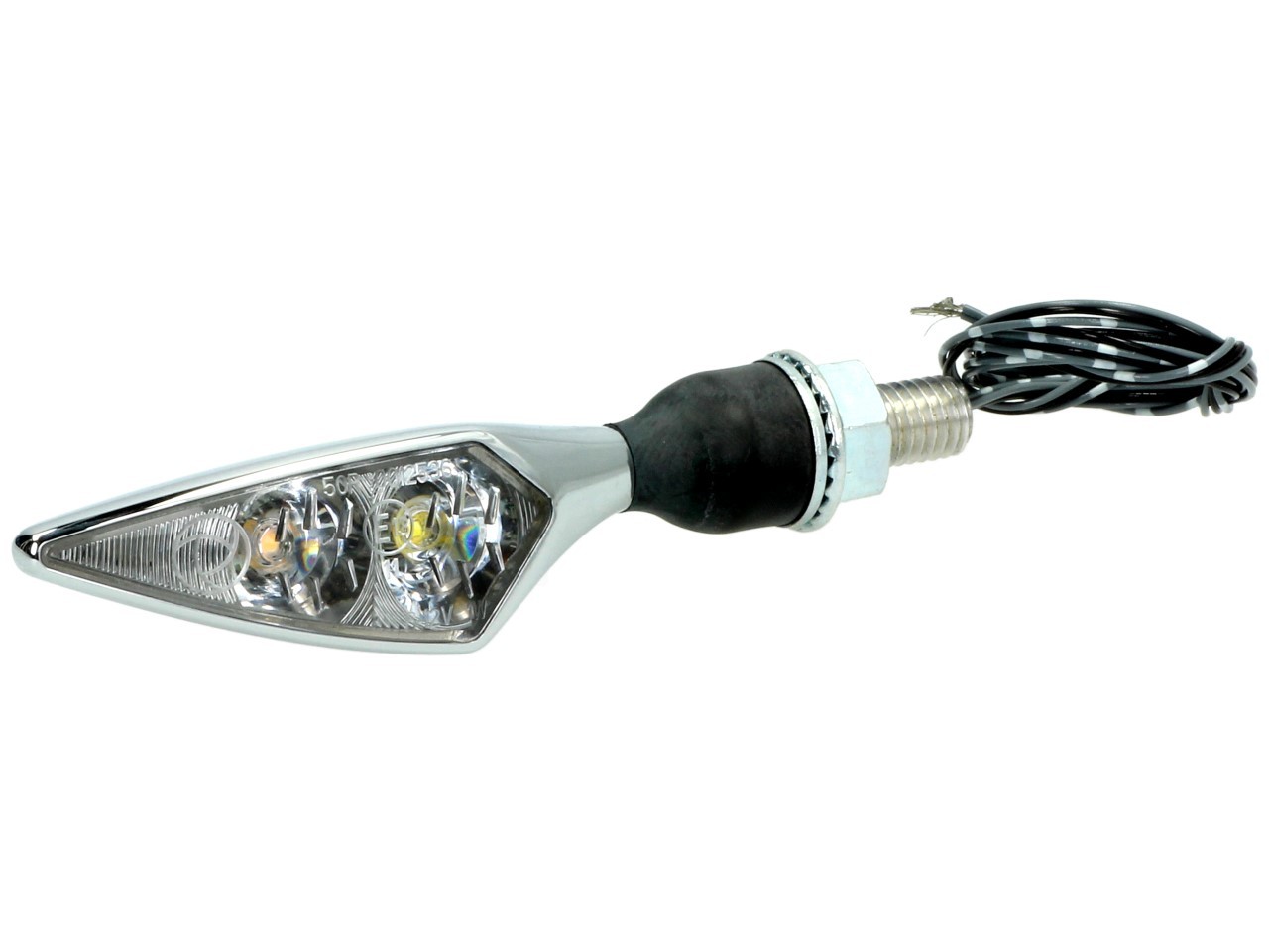 Kellermann Blinker mit Positionslicht, Rhombus PL, Stahl, LED, VR, 12 V, chrom glänzend, M8x20