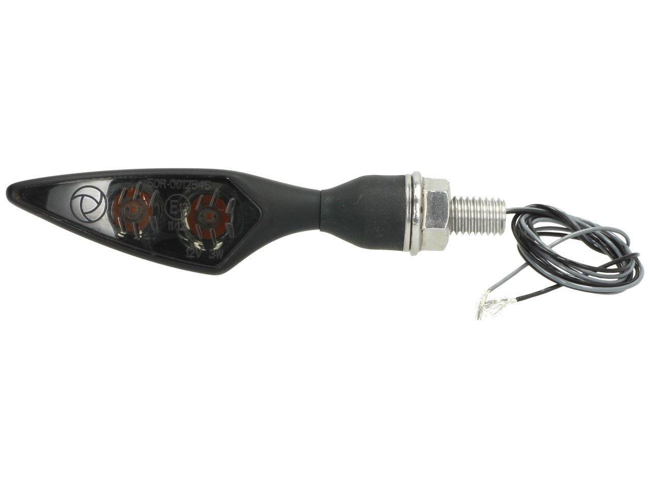 Kellermann Blinker, Rhombus Dark, Stahl, LED, VR/HL, 12 V, schwarz seidenmatt, M8x20, E-geprüft