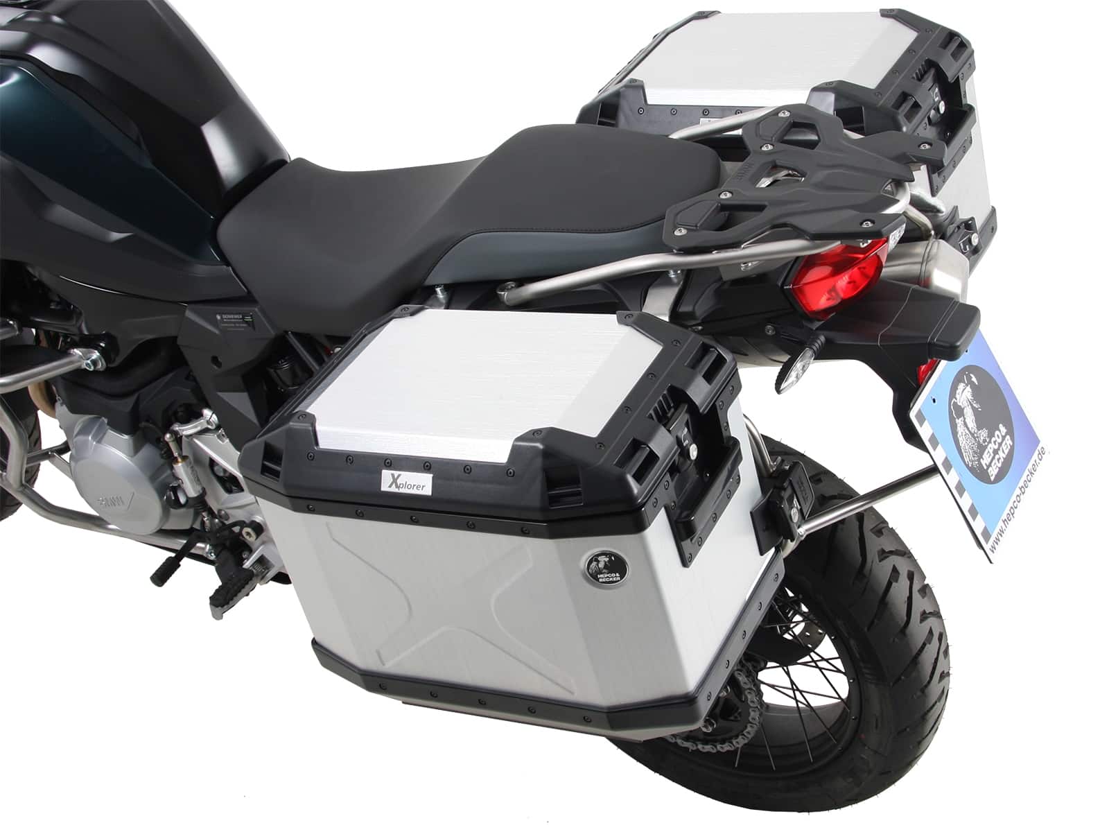 Kofferträgerset Cutout Edelstahlträger inkl. Kofferset Xplorer Cutout silber für BMW F 850 GS