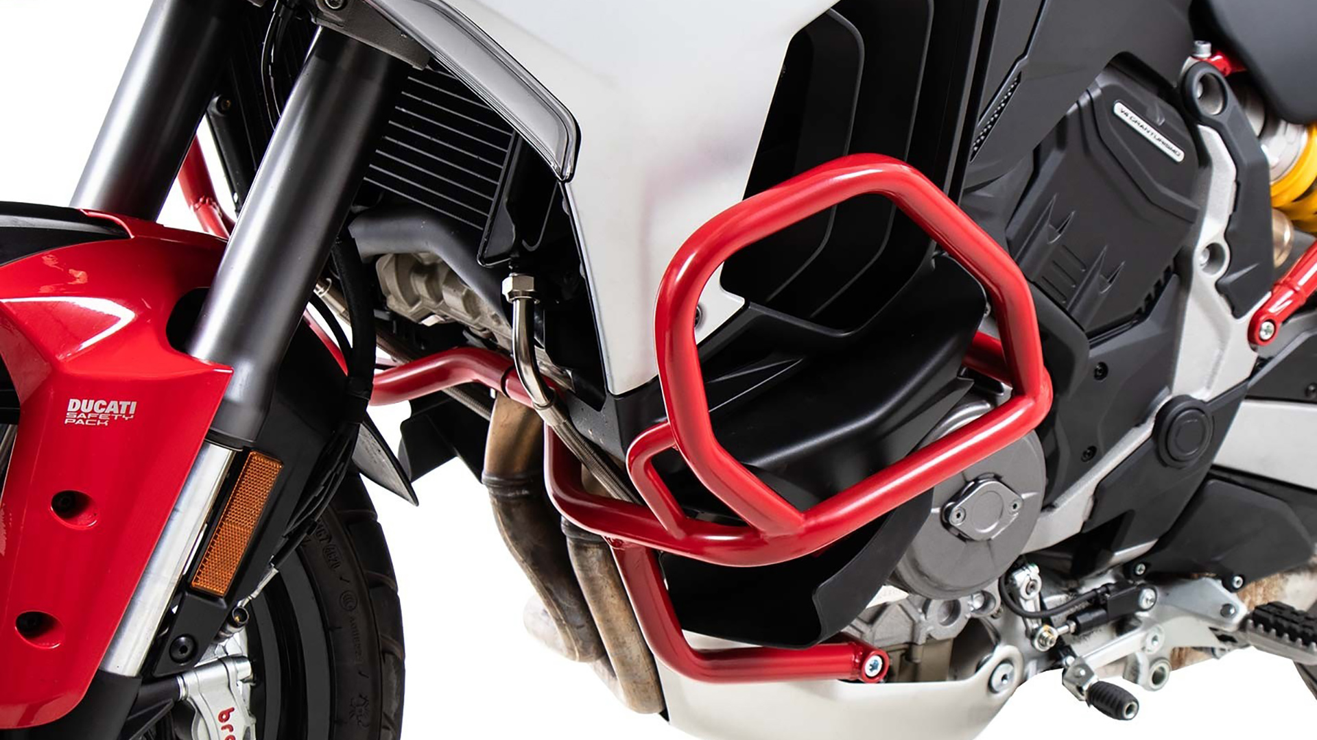 Motorschutzbügel rot für Ducati Multistrada V4/S/S Sport/Pikes Peak (21-24) /Rally (23-24)