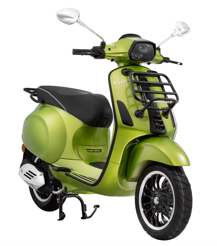Gepäckträger vorne für Vespa Primavera /​Sprint /​Elettrica 50-150ccm, klappbar, schwarz glänzend