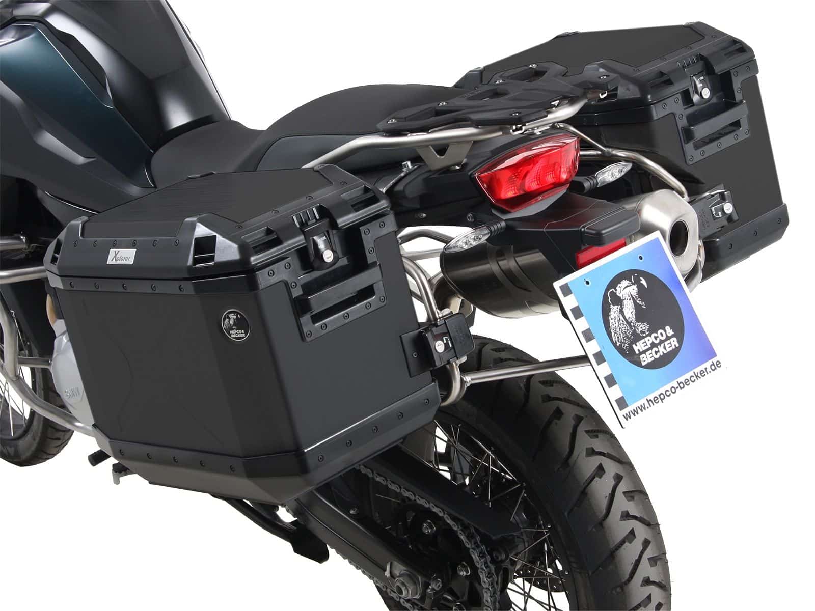 Kofferträgerset Cutout Edelstahlträger inkl. Kofferset Xplorer Cutout schwarz für BMW F 850 GS