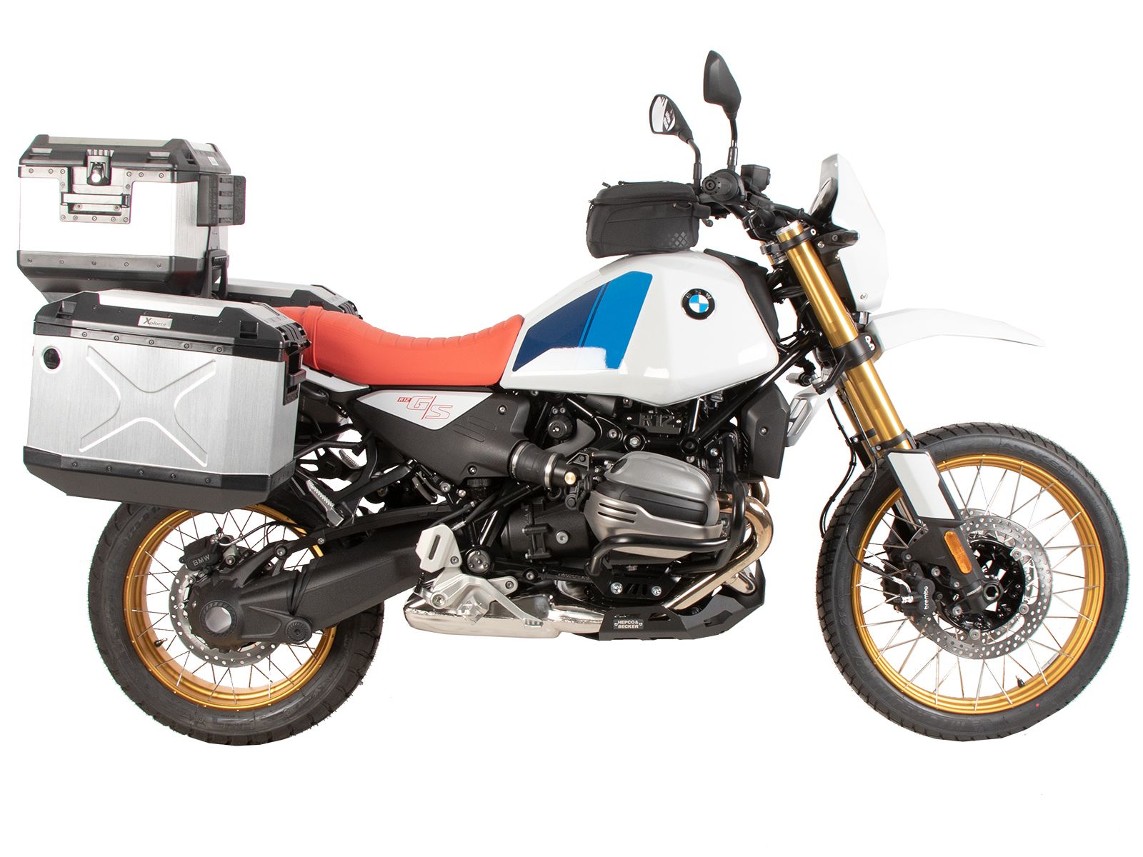 Kofferträgerset Cutout inkl. Kofferset Xplorer Cutout silber für BMW R 12 G/S (25-) Hepco & Becker