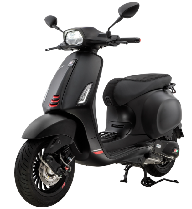 Verbindungsstück Monoschlitzrohr Beinschild schwarz matt für Vespa Primavera/​Sprint 50-150ccm