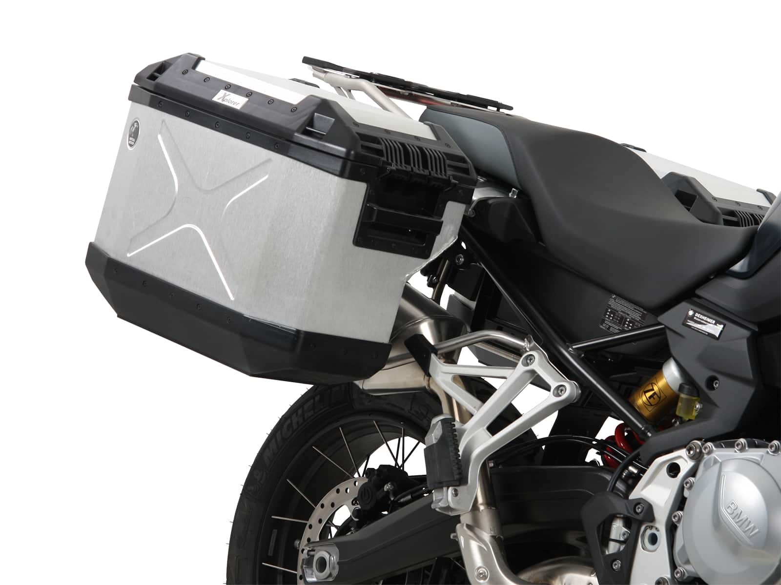Kofferträgerset Cutout Edelstahlträger inkl. Kofferset Xplorer Cutout silber für BMW F 850 GS