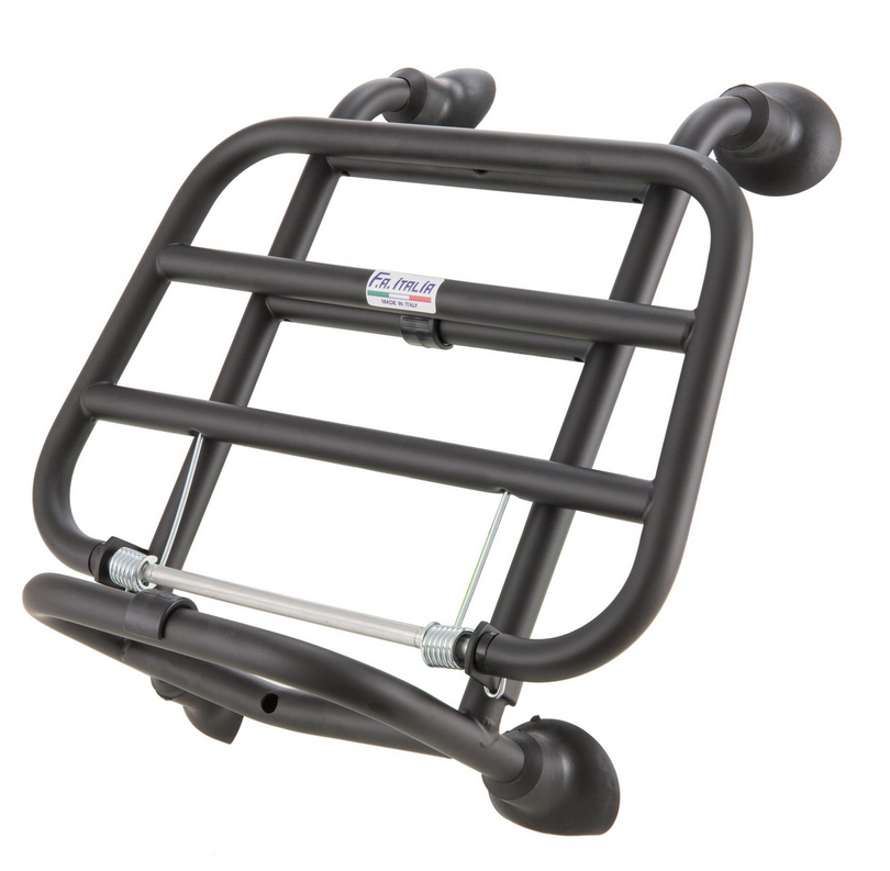 Gepäckträger vorne für Vespa Primavera /​Sprint /​Elettrica 50-150ccm, klappbar, schwarz glänzend