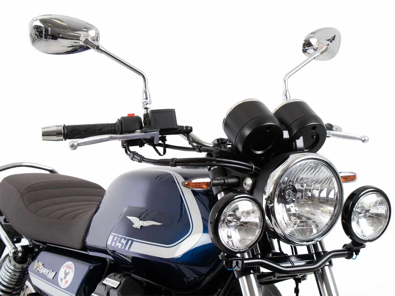Twinlight Zusatzscheinwerfer inkl. Halter und Kabel schwarz für Moto Guzzi V7 850 Stone (25- )