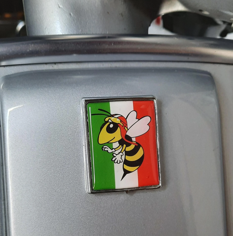 Vespa Emblem "Wespe" 4-Eck Kaskade, grün/weiß/rot
