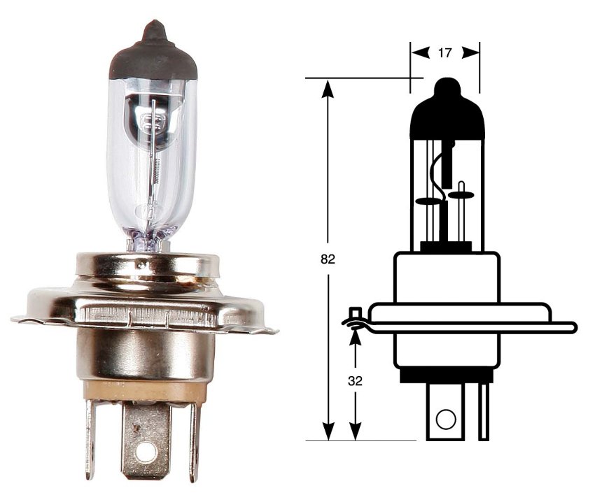 Ring Leuchtmittel, Glühlampe, H4, Blisterverpackung  1 Stück, 12 V, 60/55 W, P43t