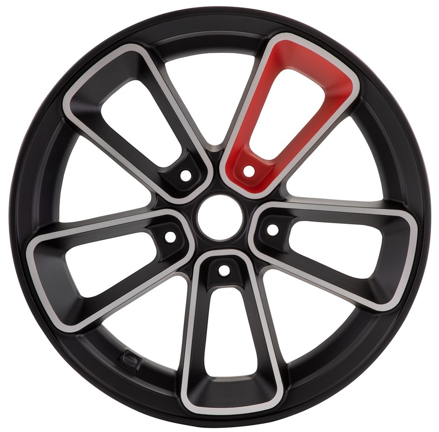 Felge vorne/hinten 12" für Vespa GTS/​GTS Super/​GTV/​GT 60/​GT/​GT L 125-300ccm, schwarz matt/​rot