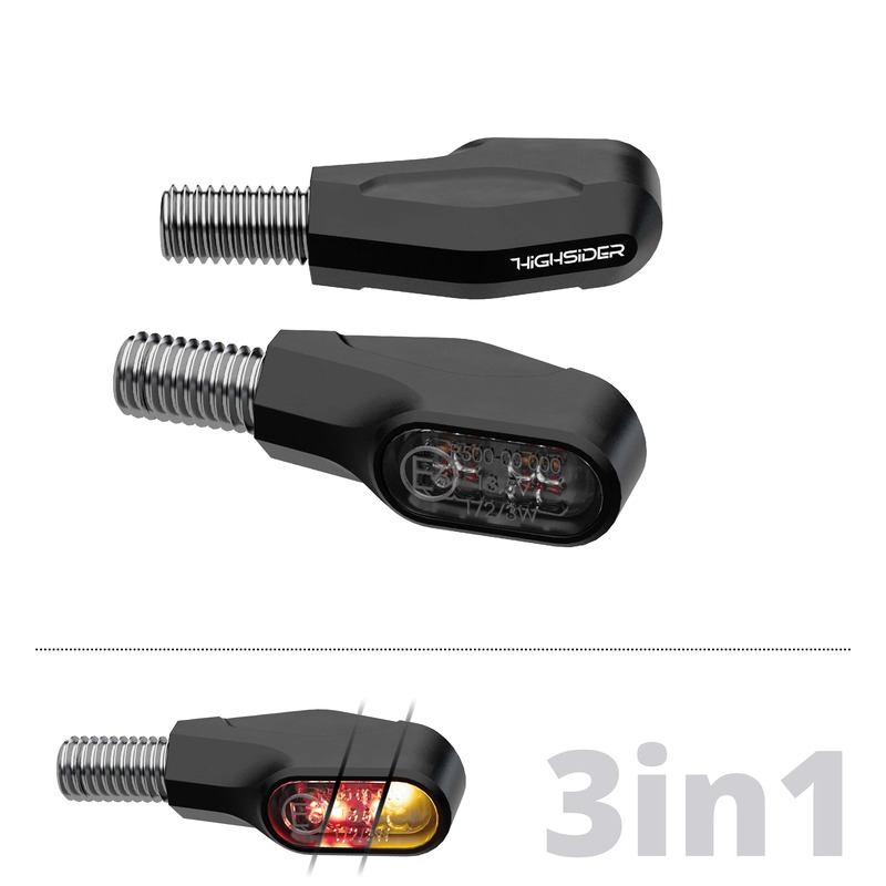 HIGHSIDER pro Ventura-X LED Rück-, Bremslicht, Blinker Schwarz 3in1, E-Geprüft (Paar)