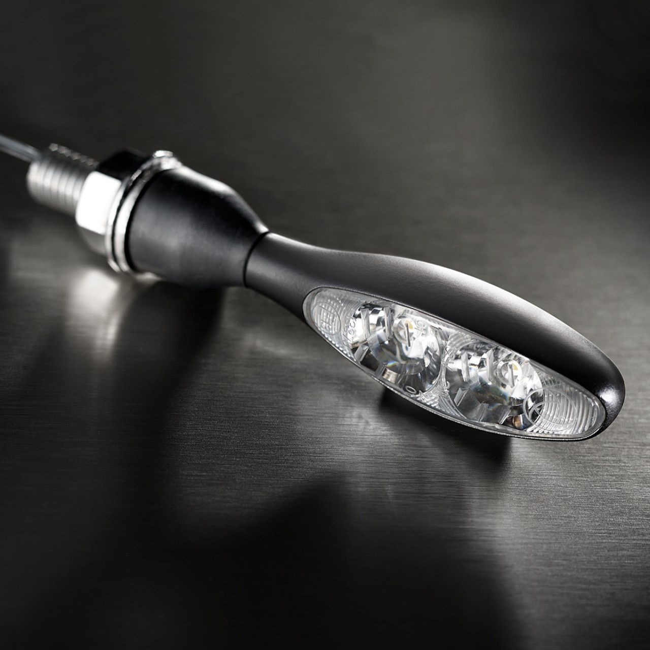 Kellermann Blinker, Micro 1000 LED Dark, Stahl, LED, V/H,  L/R, 12 V, schwarz seidenmatt, M8x20