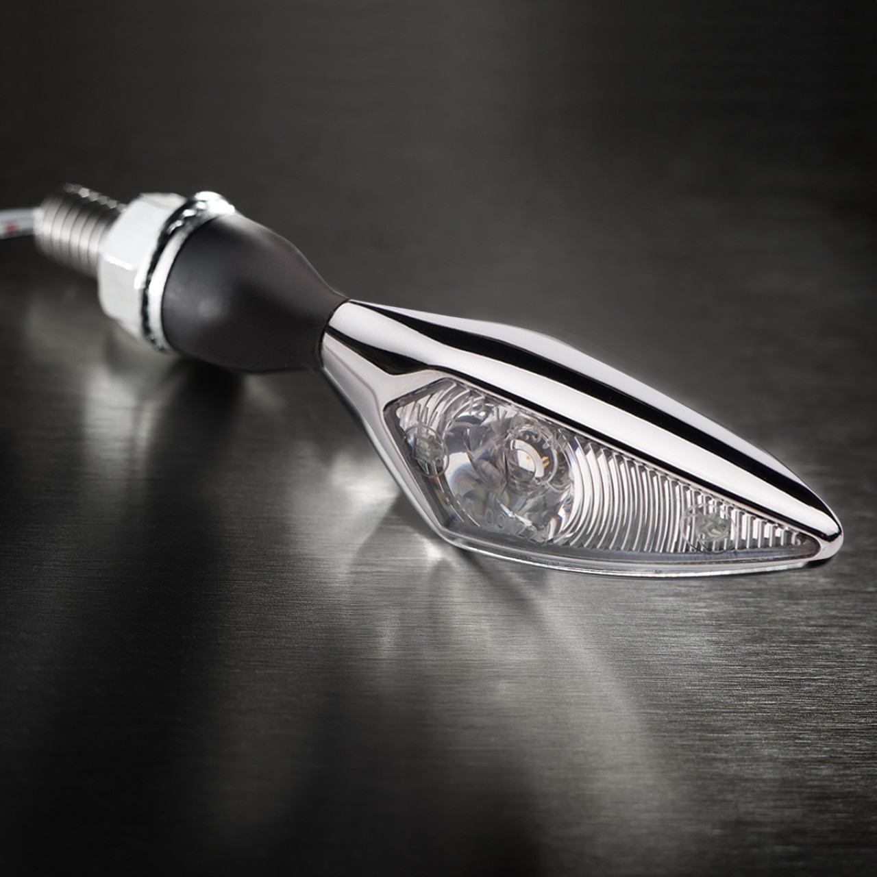 Kellermann Blinker, Rhombus, Stahl, LED, VL/HR, 12 V, chrom glänzend, M8x20, E-geprüft