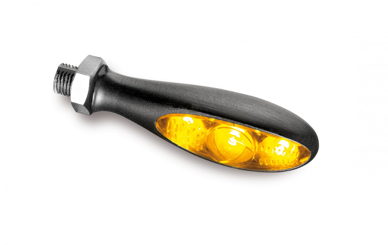 Kellermann Blinker, Micro S Dark, Aluminium, LED, V/H,  L/R, 12 V, schwarz seidenmatt, M5x0,5x6,5