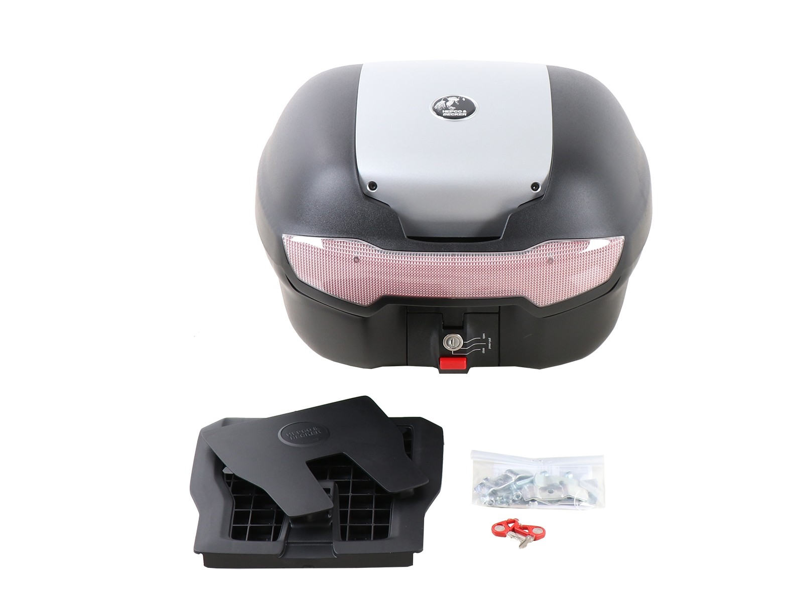 Journey Topcase 40 silber inkl. Universaltopcasepalette für Fremdträger Hepco & Becker