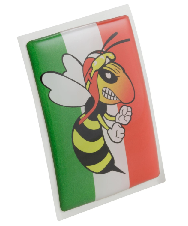 Vespa Emblem "wütende Wespe" 4-Eck Kaskade, grün/weiß/rot