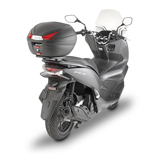 B330 MONOLOCK Topcase schwarz mit roten Reflektoren und Platte Givi