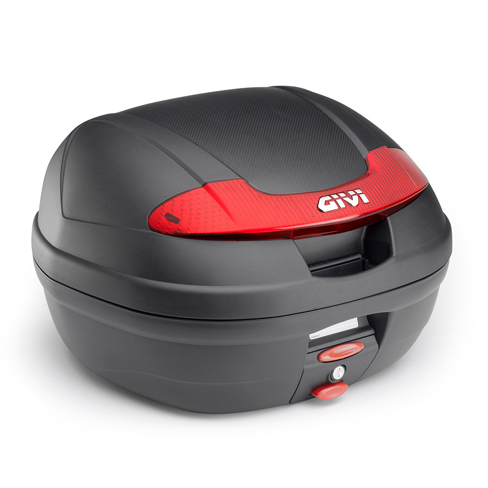 E340 Vision MONOLOCK Topcase mit roten Reflektoren und Platte Givi