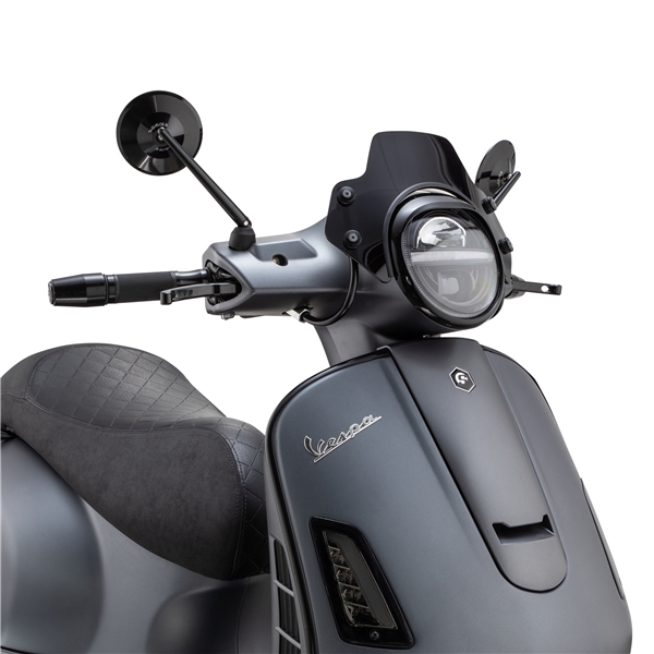 Flyscreen für Vespa GTS /​ GTS Super / ​GT /​ GT L 125-300ccm, schwarze Halter, schwarz getönt