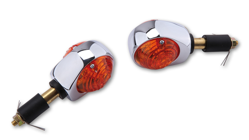 HIGHSIDER Smart Ochsenauge Glühlampen Lenkerendenblinker Gehäuse Chrom / Linse Orange (Paar), Vorn &