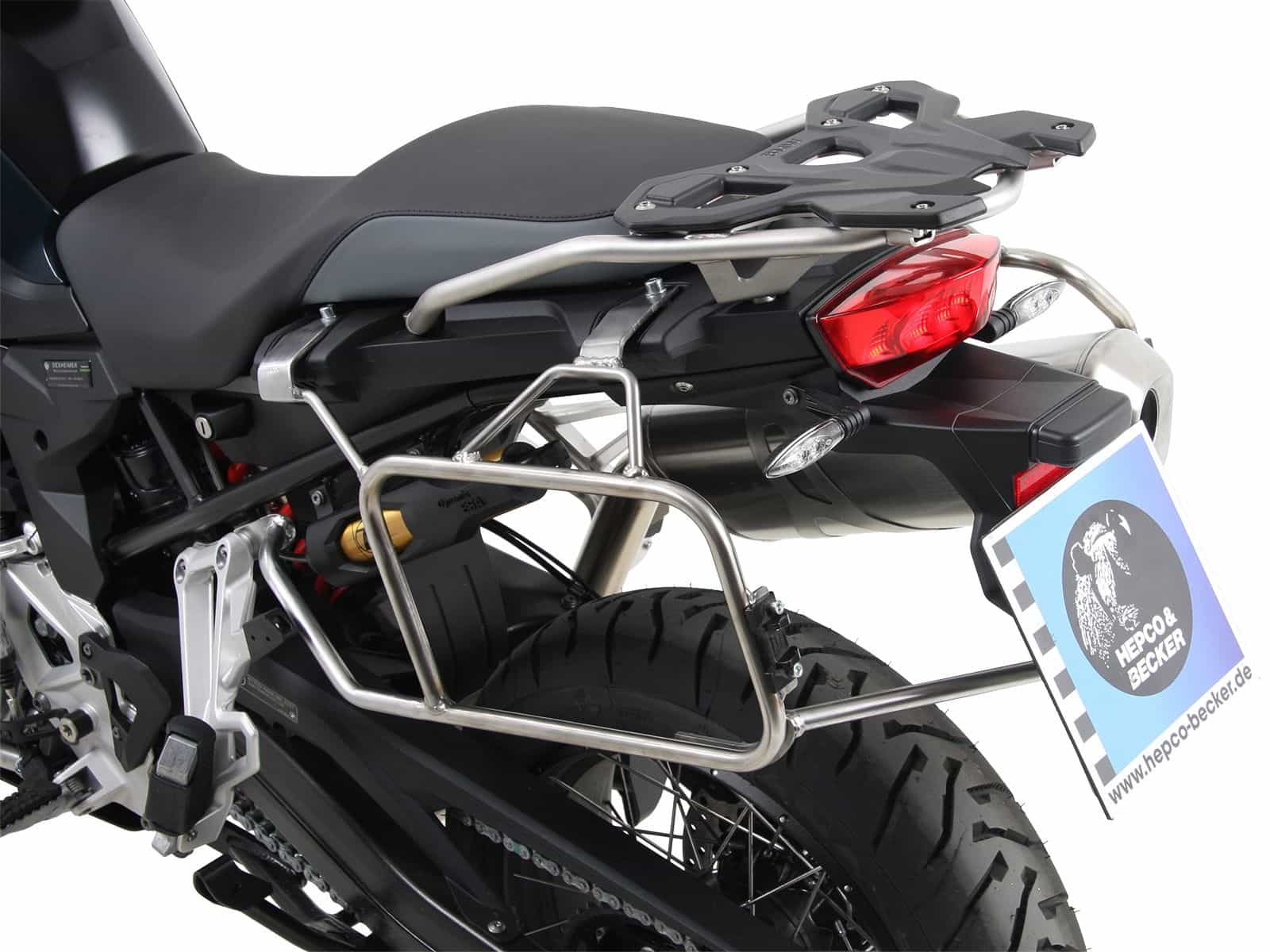 Kofferträgerset Cutout Edelstahlträger inkl. Kofferset Xplorer Cutout schwarz für BMW F 850 GS