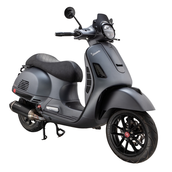 Flyscreen für Vespa GTS /​ GTS Super / ​GT /​ GT L 125-300ccm, schwarze Halter, schwarz getönt