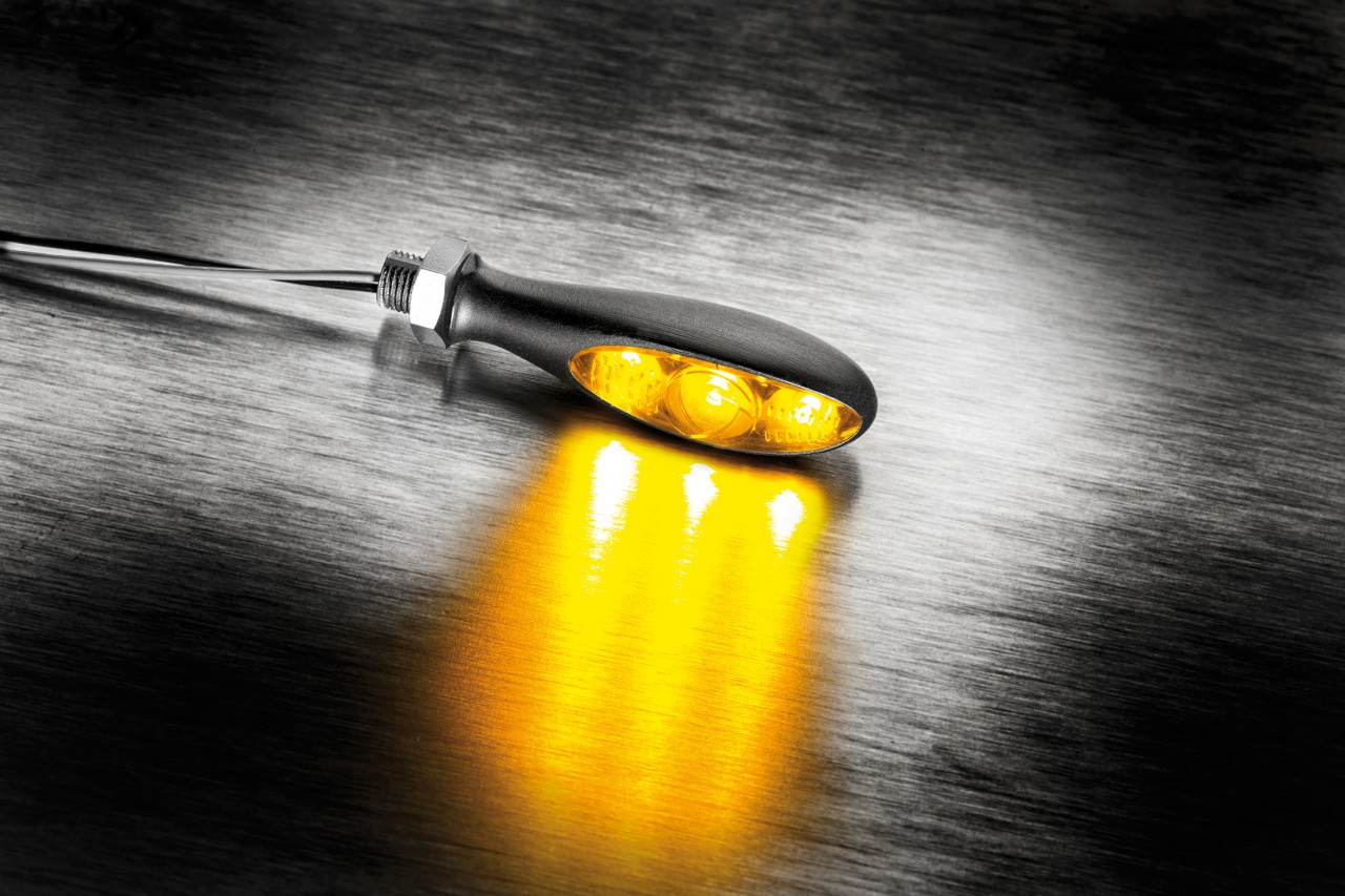 Kellermann Blinker, Micro S Dark, Aluminium, LED, V/H,  L/R, 12 V, schwarz seidenmatt, M5x0,5x6,5