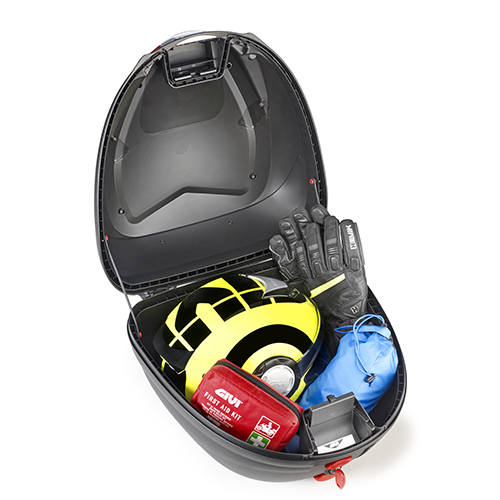 B330 TECH MONOLOCK Topcase schwarz mit transparenten Reflektoren und Platte Givi