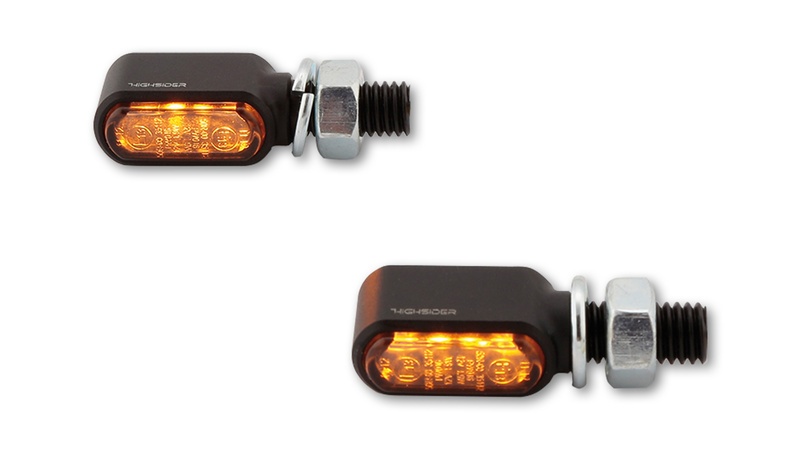 HIGHSIDER Pro Little Bronx LED Indicator Gehäuse  Schwarz / Linse Rauchgrau (Paar), Vorn & Hinten