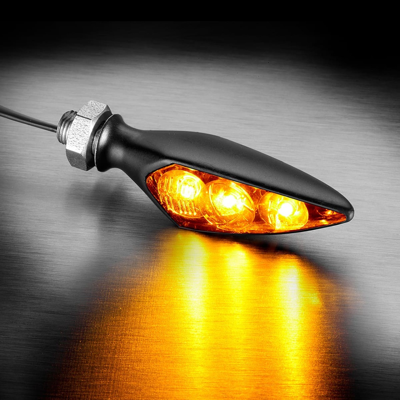 Kellermann Blinker, Rhombus S Dark, Aluminium, LED, VR/HL, 12 V, schwarz seidenmatt, M5x0,5x6,5
