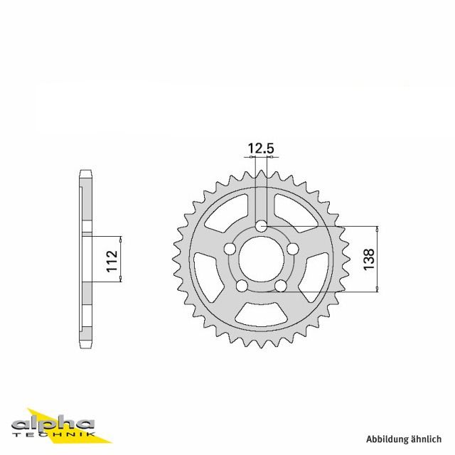 Kettenrad Stahl, 42 Zähne, Teilung 525