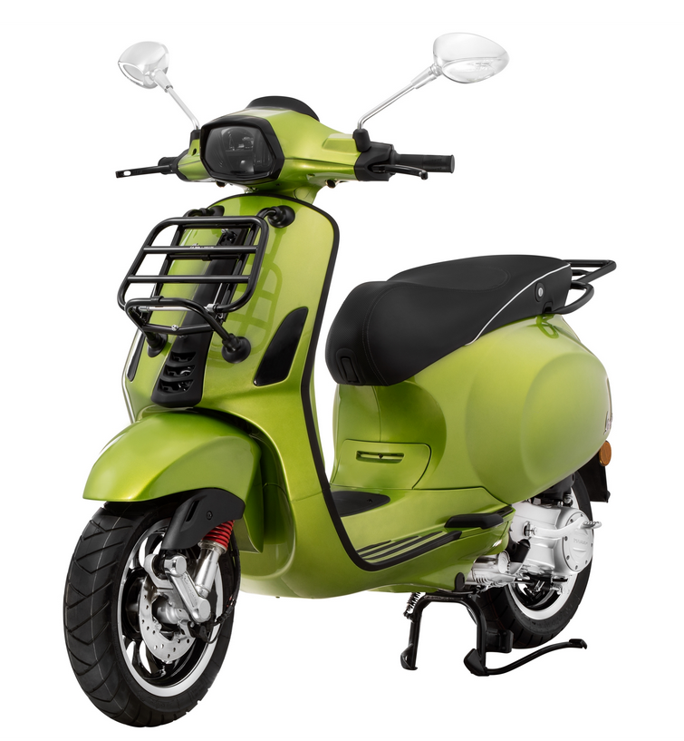 Gepäckträger vorne für Vespa Primavera /​Sprint /​Elettrica 50-150ccm, klappbar, schwarz glänzend