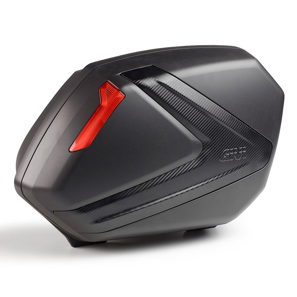 V37 Seitenkoffer-Satz MONOKEY mit Cover in carbon Optik und roten Reflektoren Givi