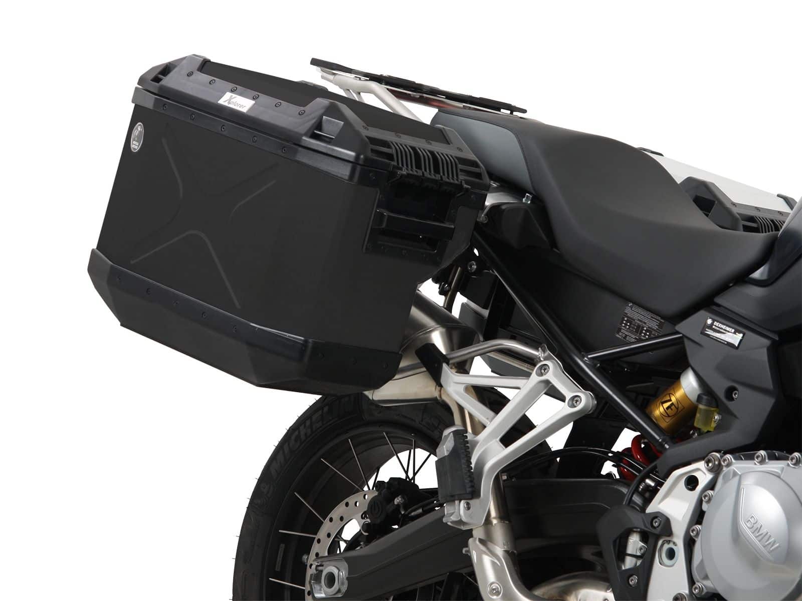 Kofferträgerset Cutout Edelstahlträger inkl. Kofferset Xplorer Cutout schwarz für BMW F 750 GS