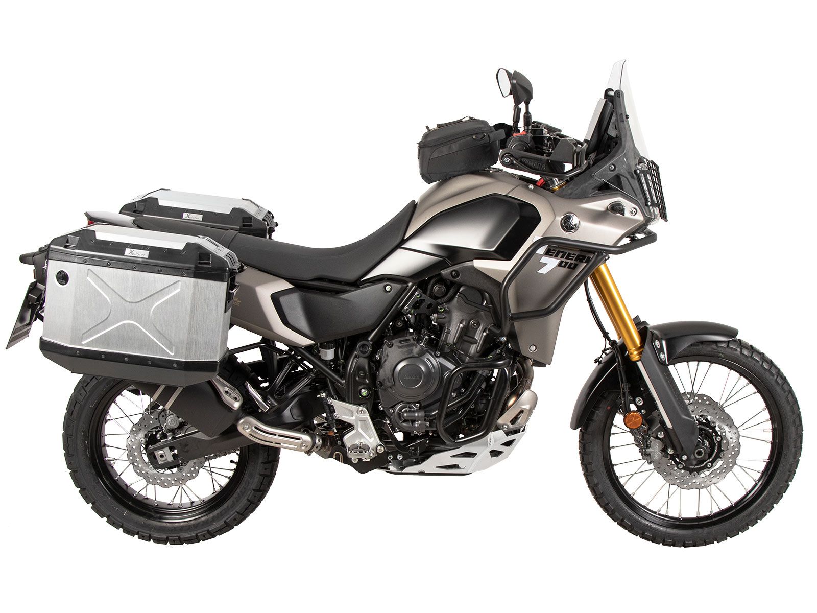 Kofferträgerset Cutout Edelstahl inkl. Kofferset Xplorer Cutout silber für Yamaha Ténéré 700 (25-)