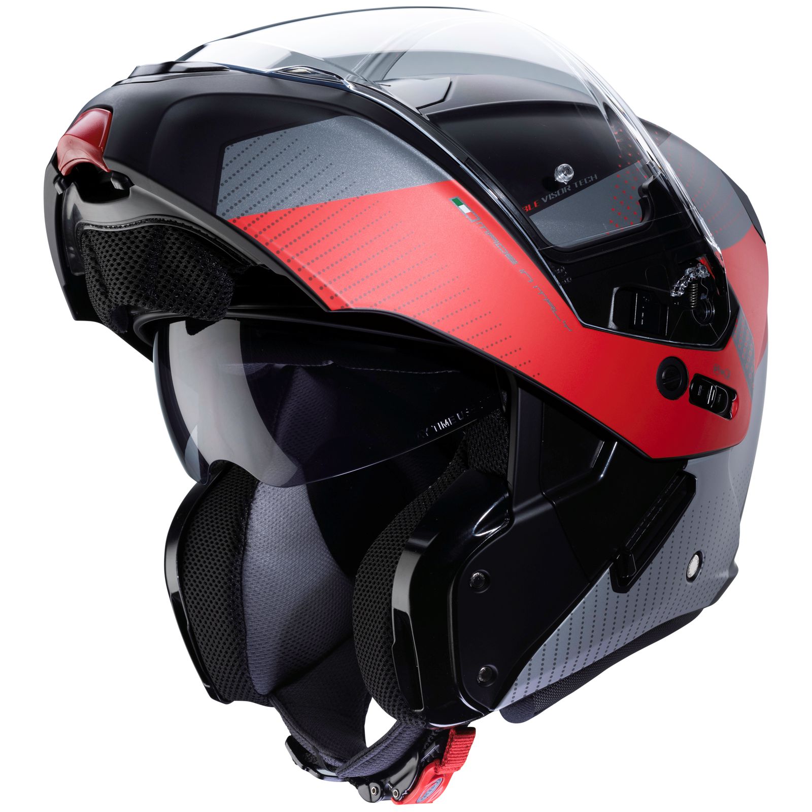 Caberg Helm Horus Scout, matt-schwarz/fluo-rot-grau