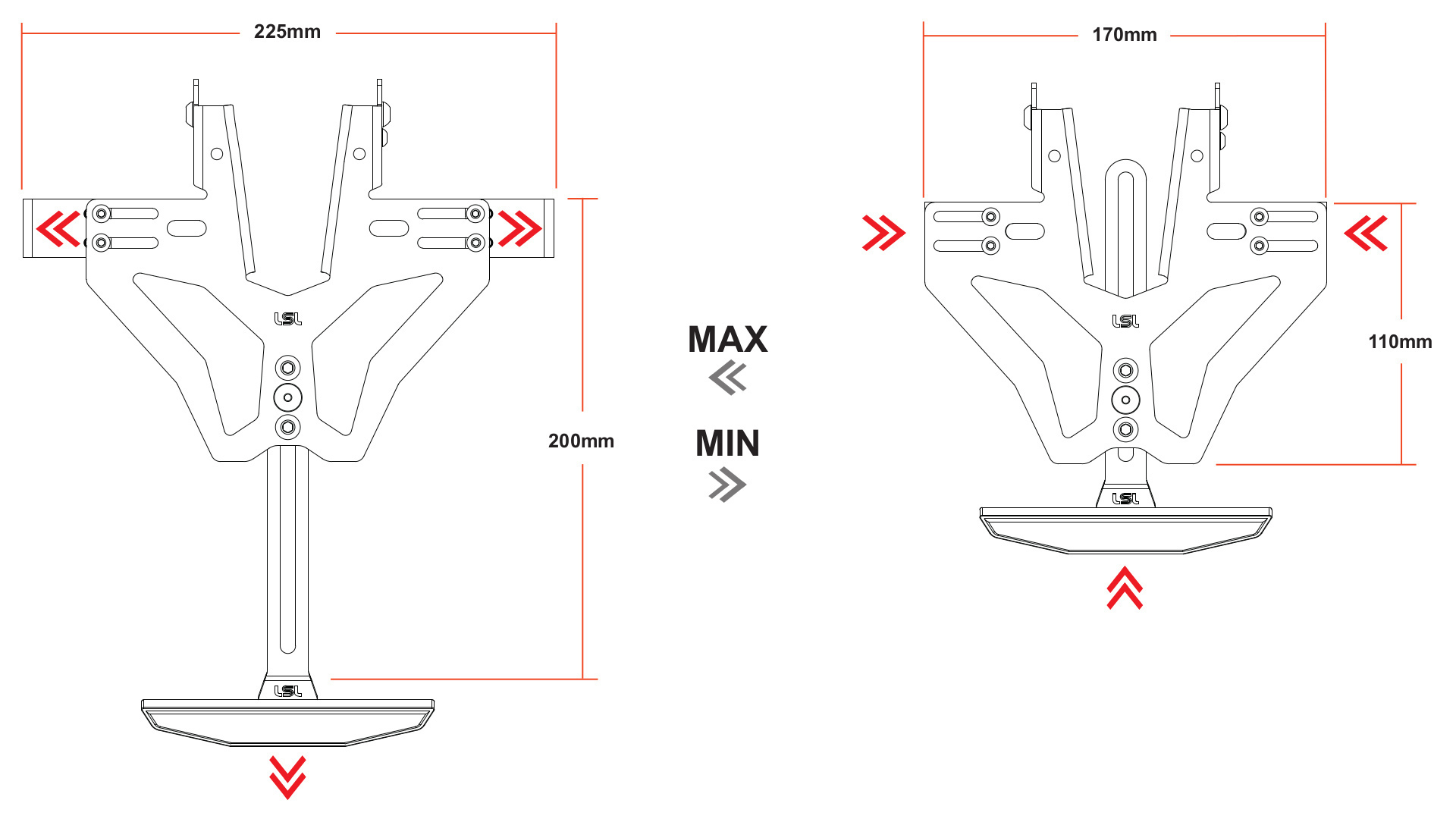 Kurzer Kennzeichenhalter LSL inkl. Kennzeichenbeleuchtung für Yamaha XSR 700 (15-)